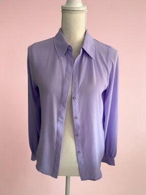 WHITE HOUSE BLACK MARKET WHBM Light Purple Lavender Button Down Shirt Size XS